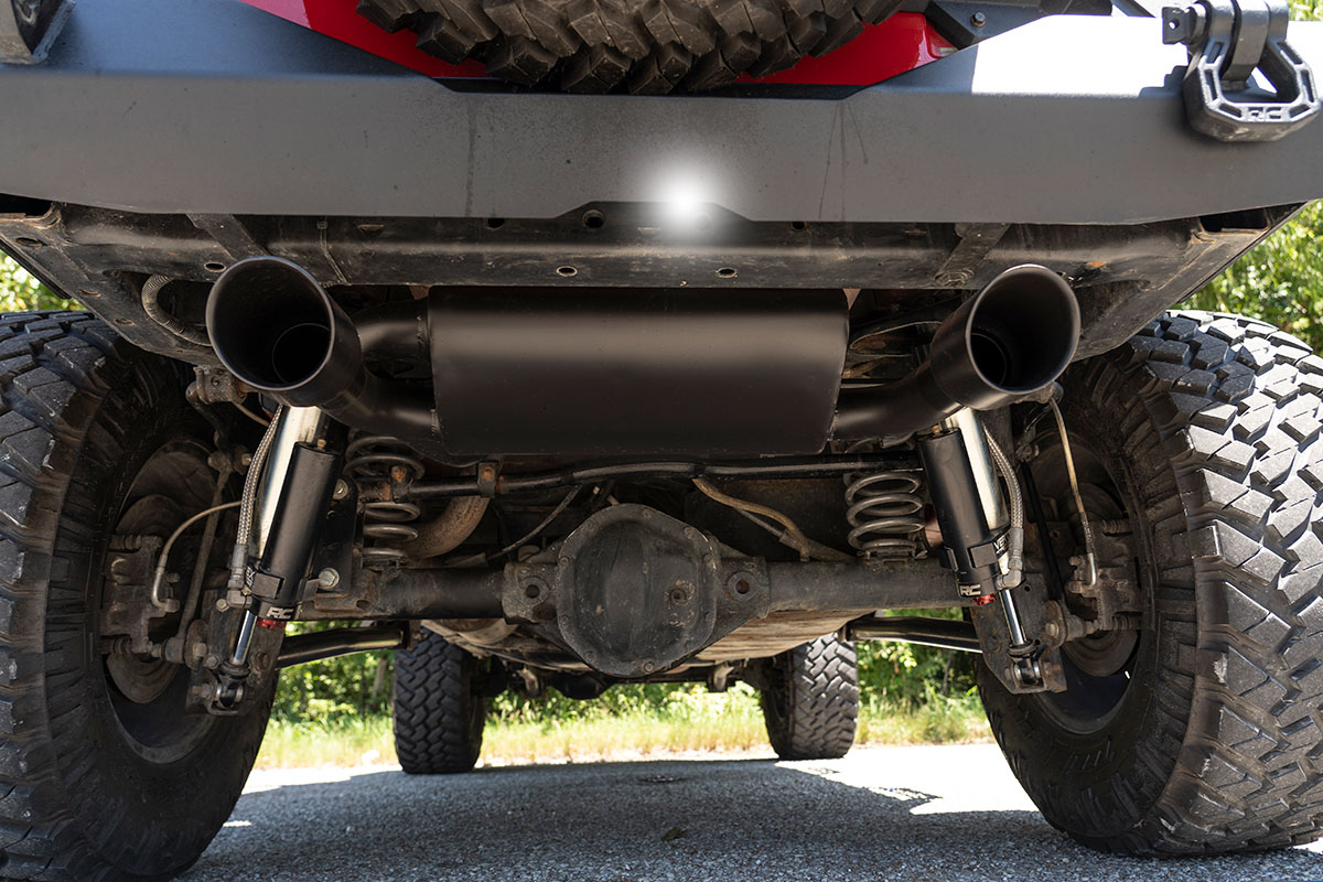 Jeep Wrangler Performance Exhaust - Dual Outlet - Rough Country - Dual-Outlet, Chambered Muffler - Matte Black - '07-'10
